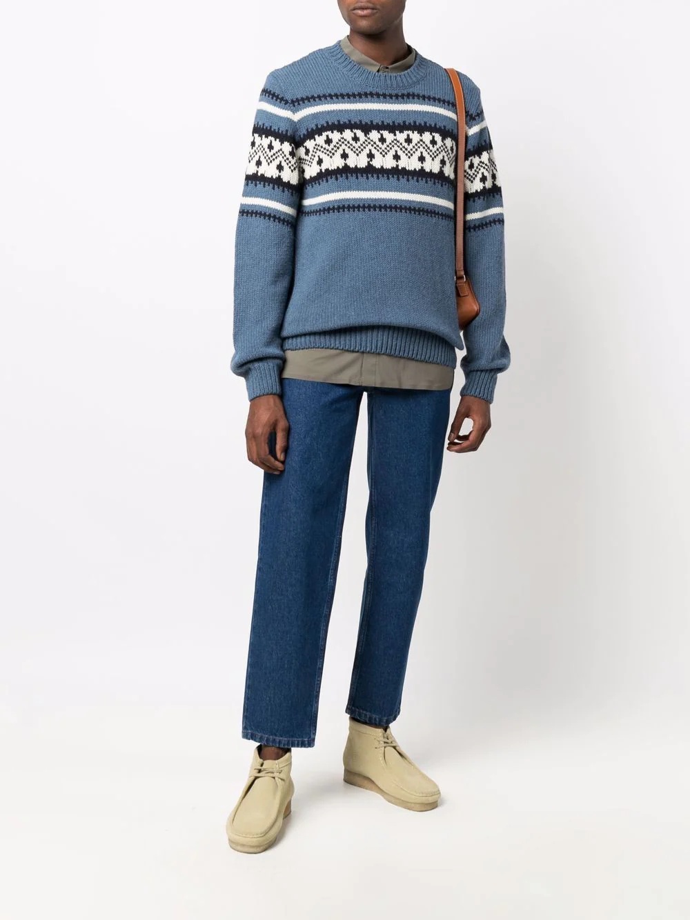 jacquard-print crew neck jumper - 2