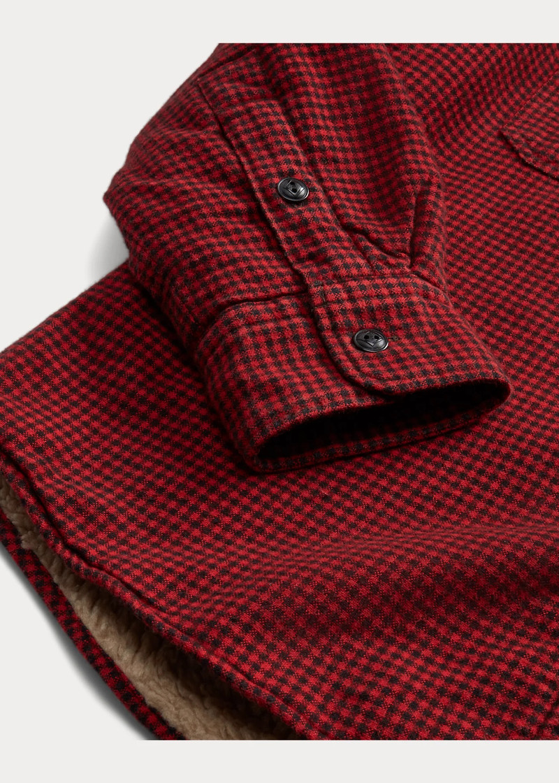 Fleece-Lined Checked Twill Overshirt 4