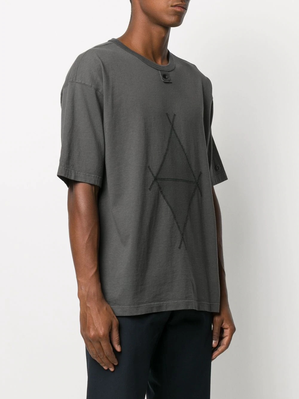 geometric-print crew neck T-Shirt  - 3