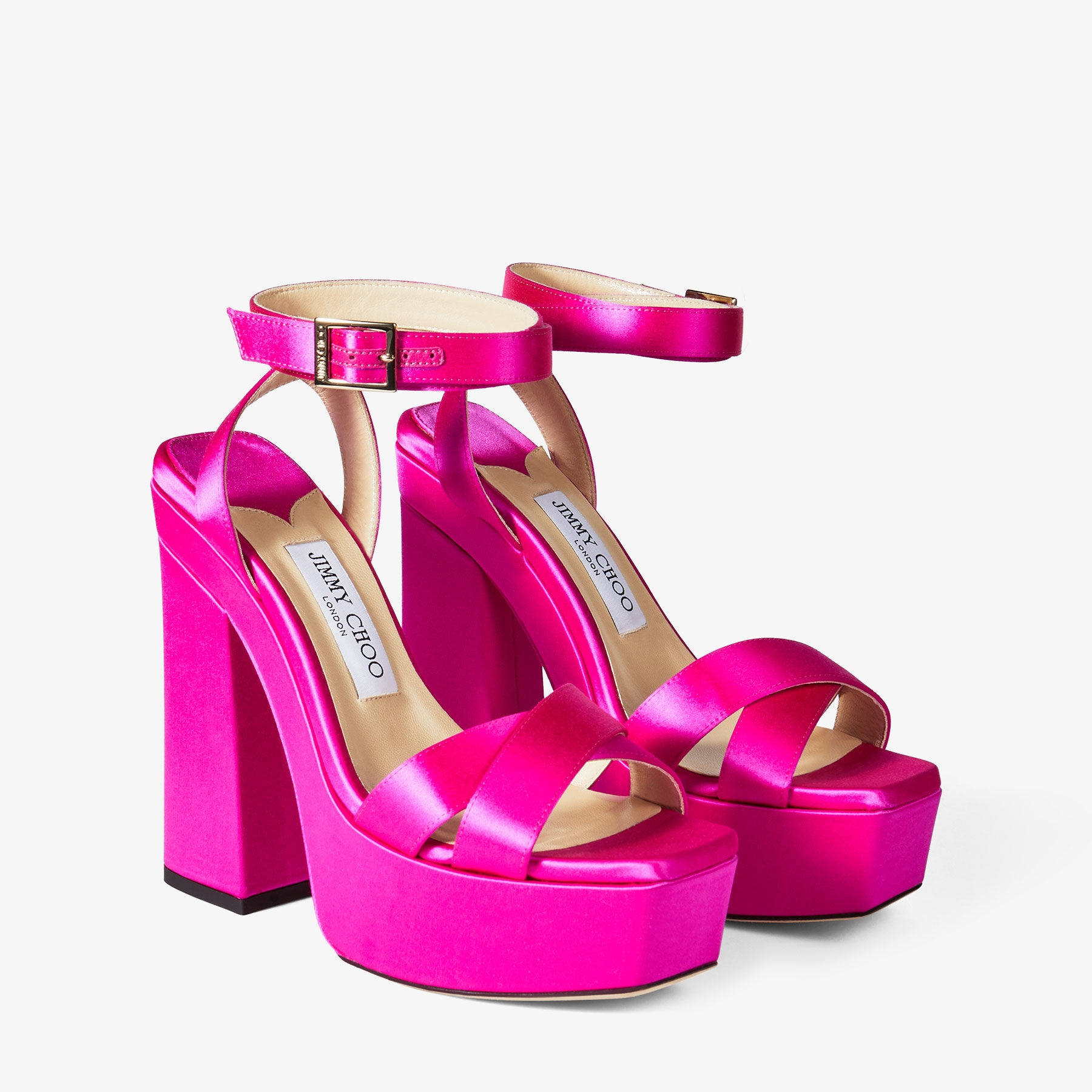 Gaia 140
Fuchsia Satin Platform Sandals - 3