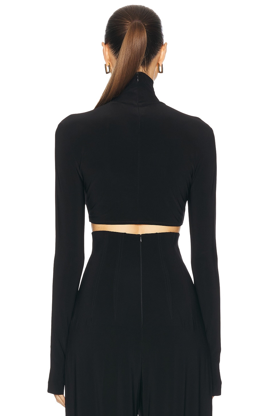 Cropped Slim Fit Long Sleeve Turtleneck Top - 4