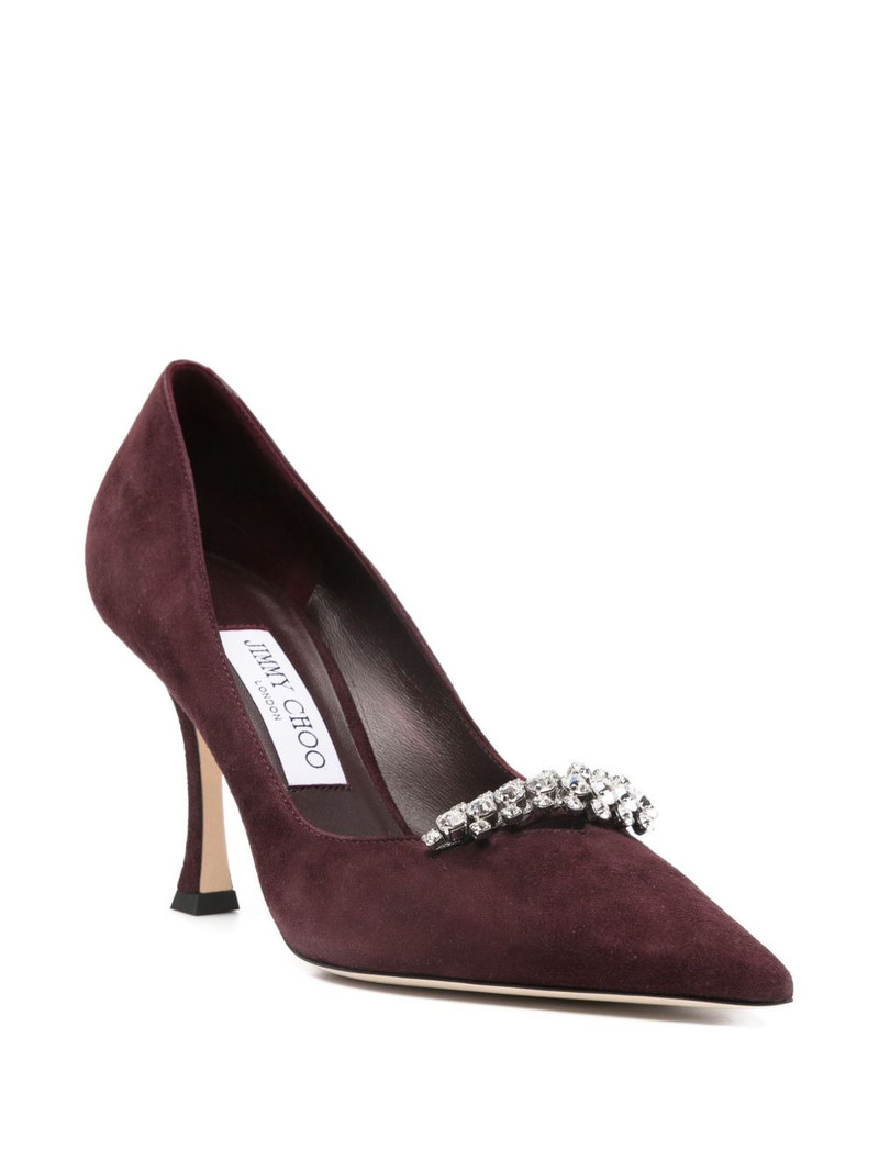 JIMMY CHOO 90mm crystal-embellished pointed-toe pumps outlook
