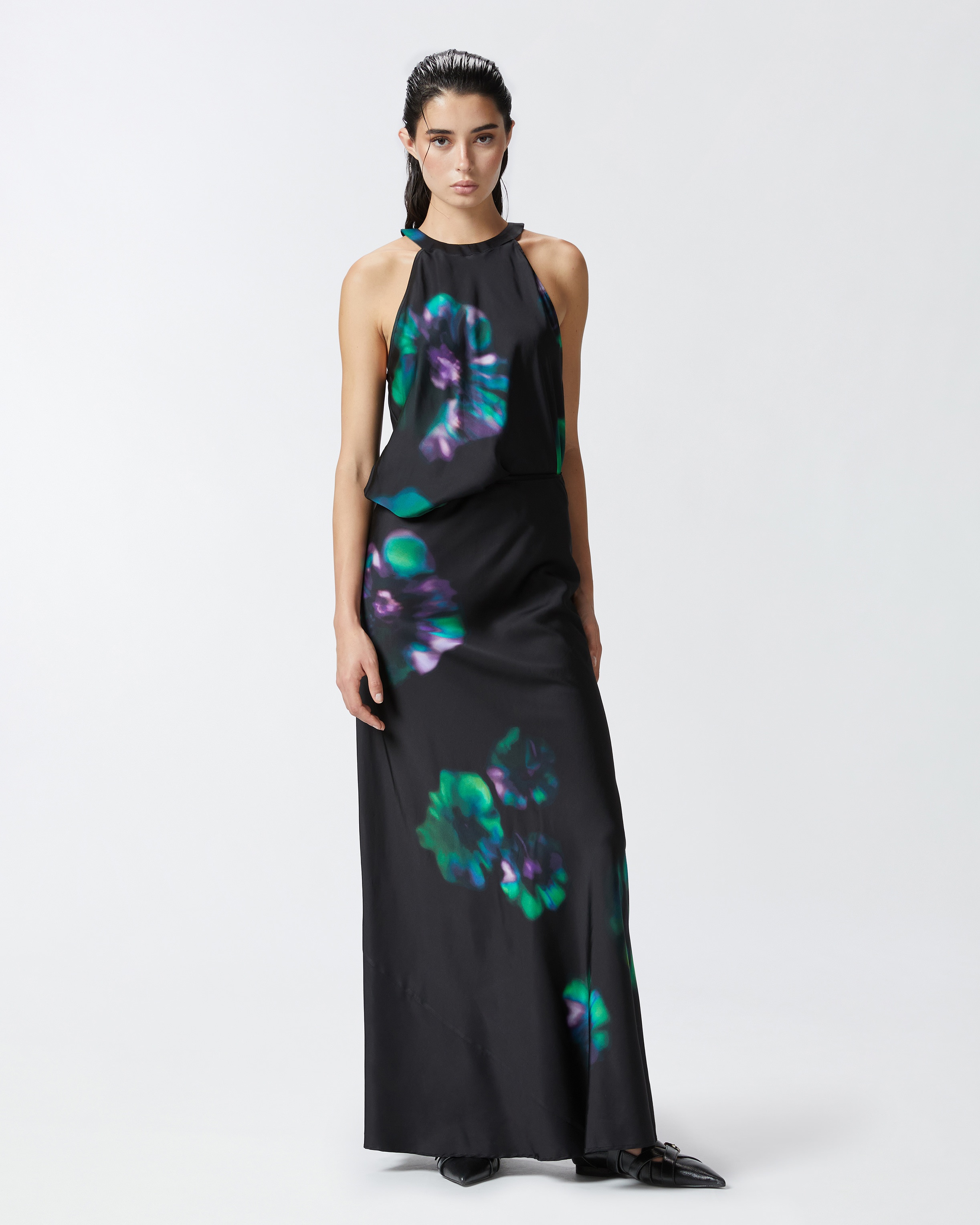 SLEEVELESS SATIN TOP WITH FLORAL PRINT - 3