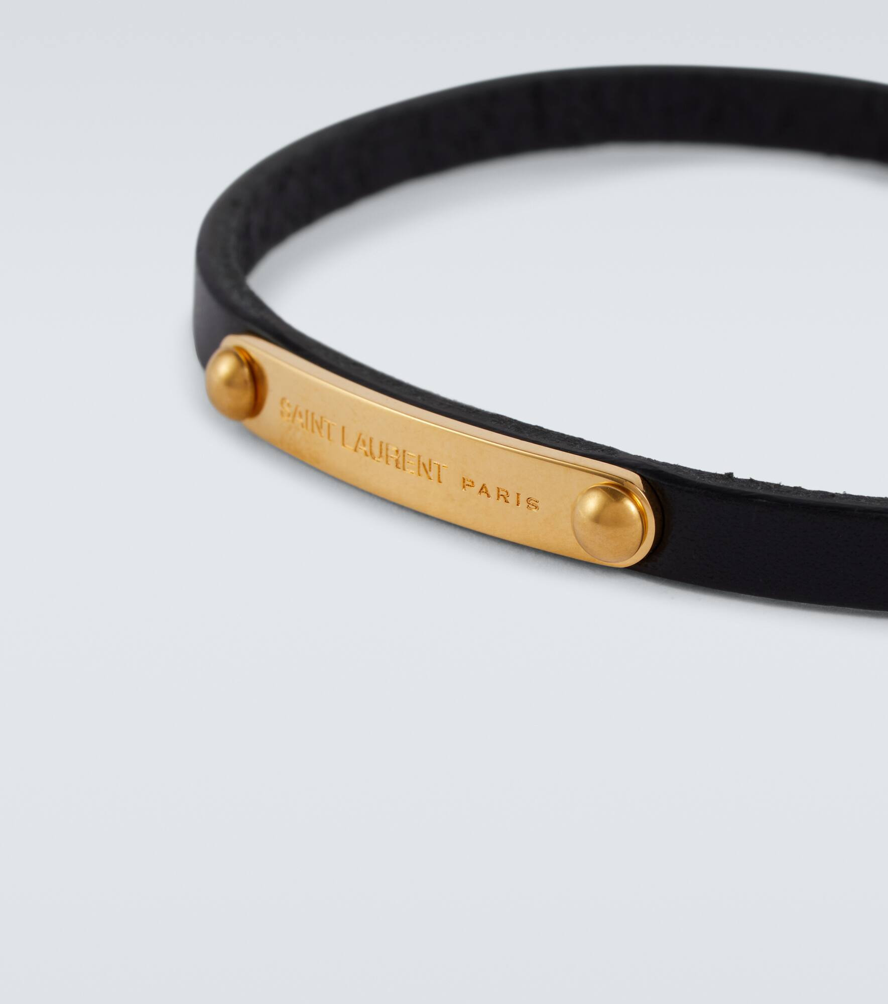 Logo-plaque leather bracelet - 3