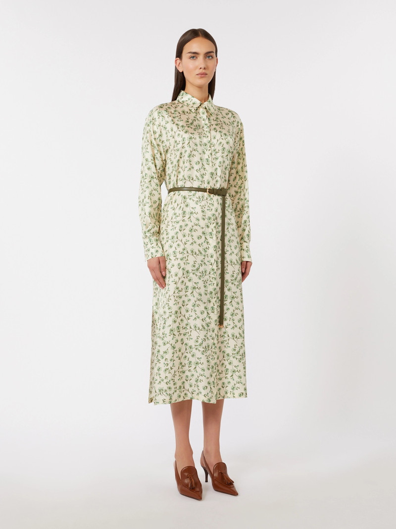 SNOB Printed silk twill dress - IVORY 3