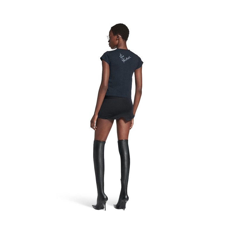 Women's Cut Off Brief Skirt in Black Faded 4
