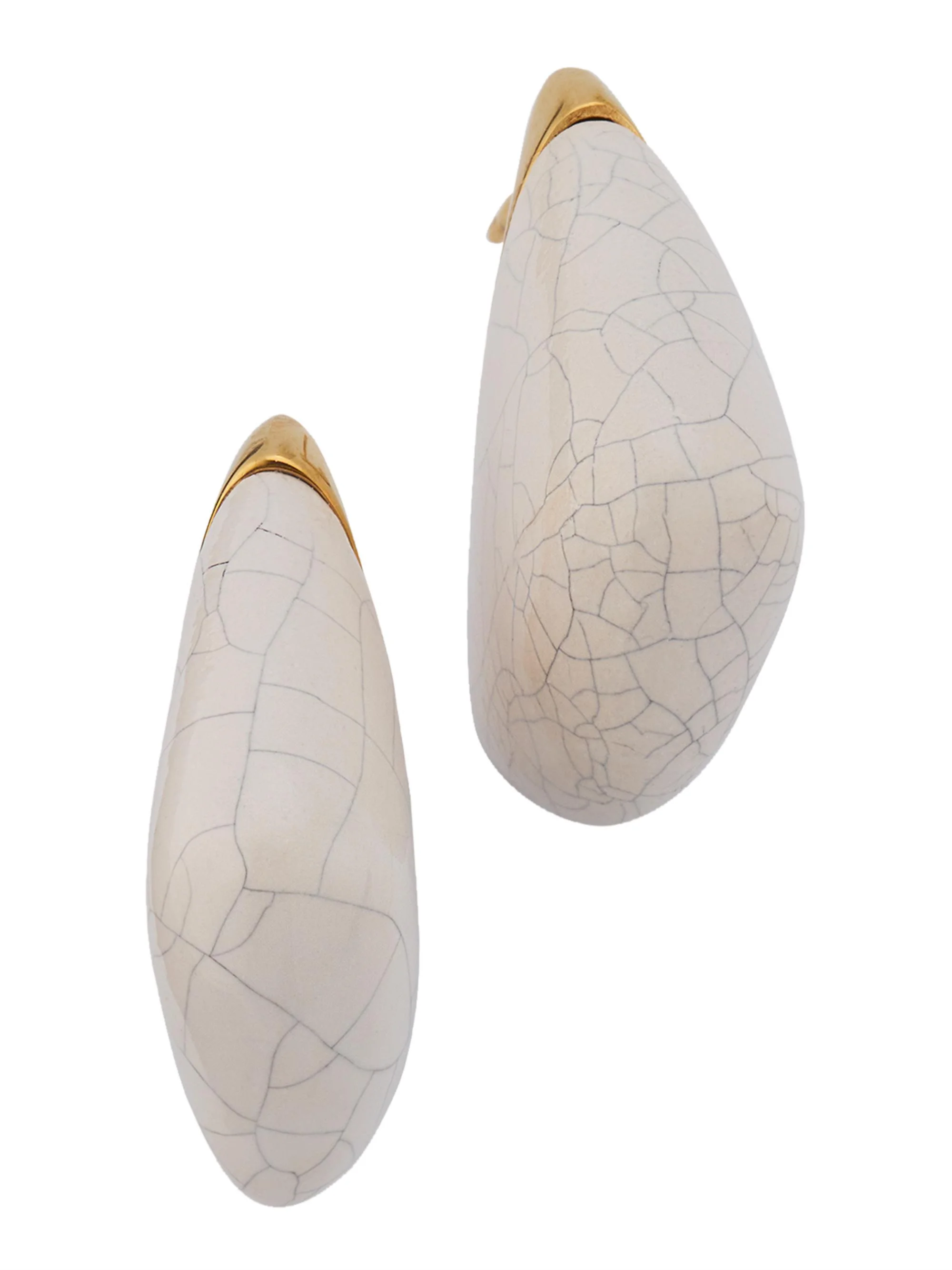 Women's Goldtone Sterling Silver & Ceramic Small Fin Earrings - White - 1