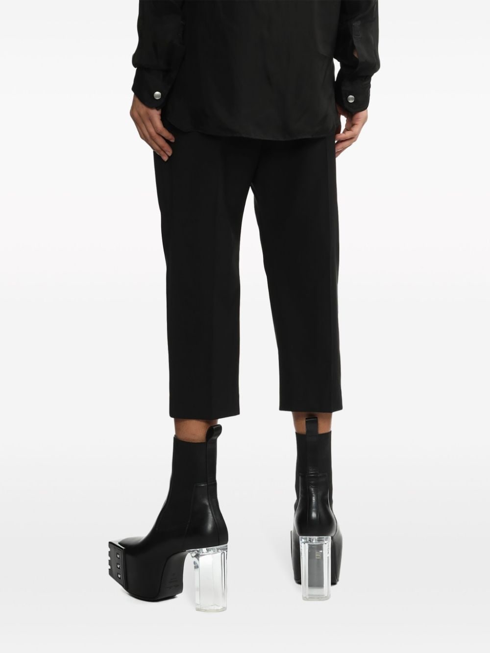 cropped-leg wool trousers - 4