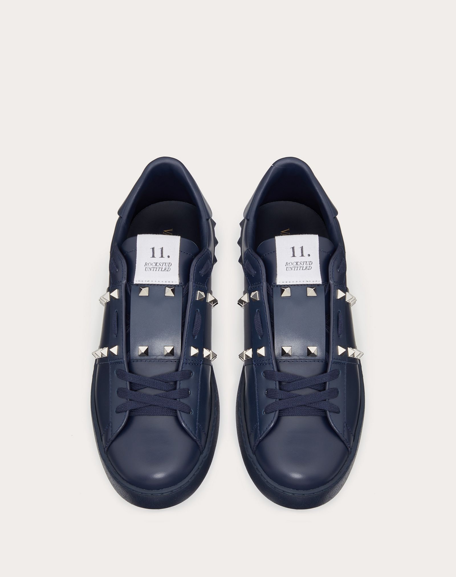 Rockstud Untitled Sneaker in Marine Calfskin - 4