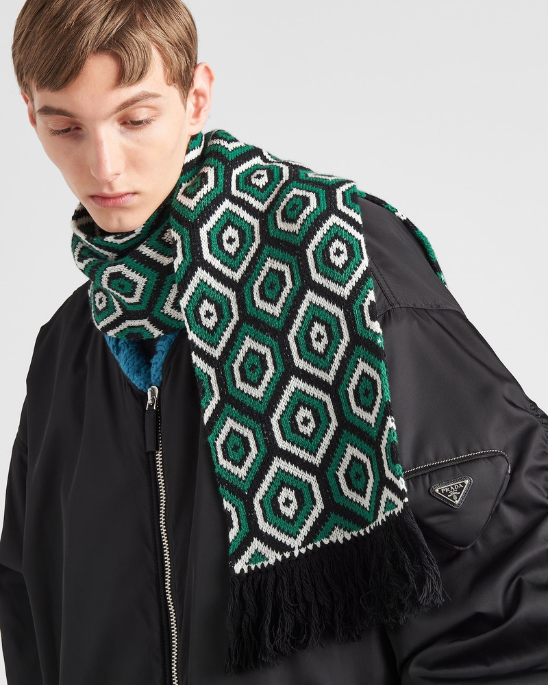 Prada Wool and cashmere jacquard scarf outlook