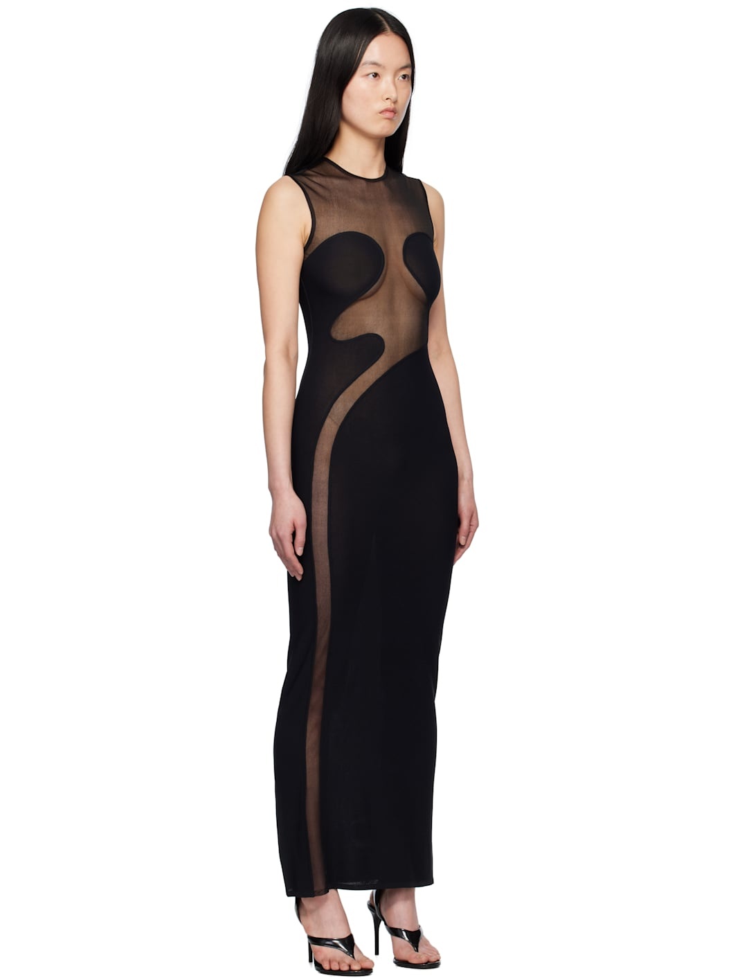 Black Knit Molded Bodycon Maxi Dress - 2