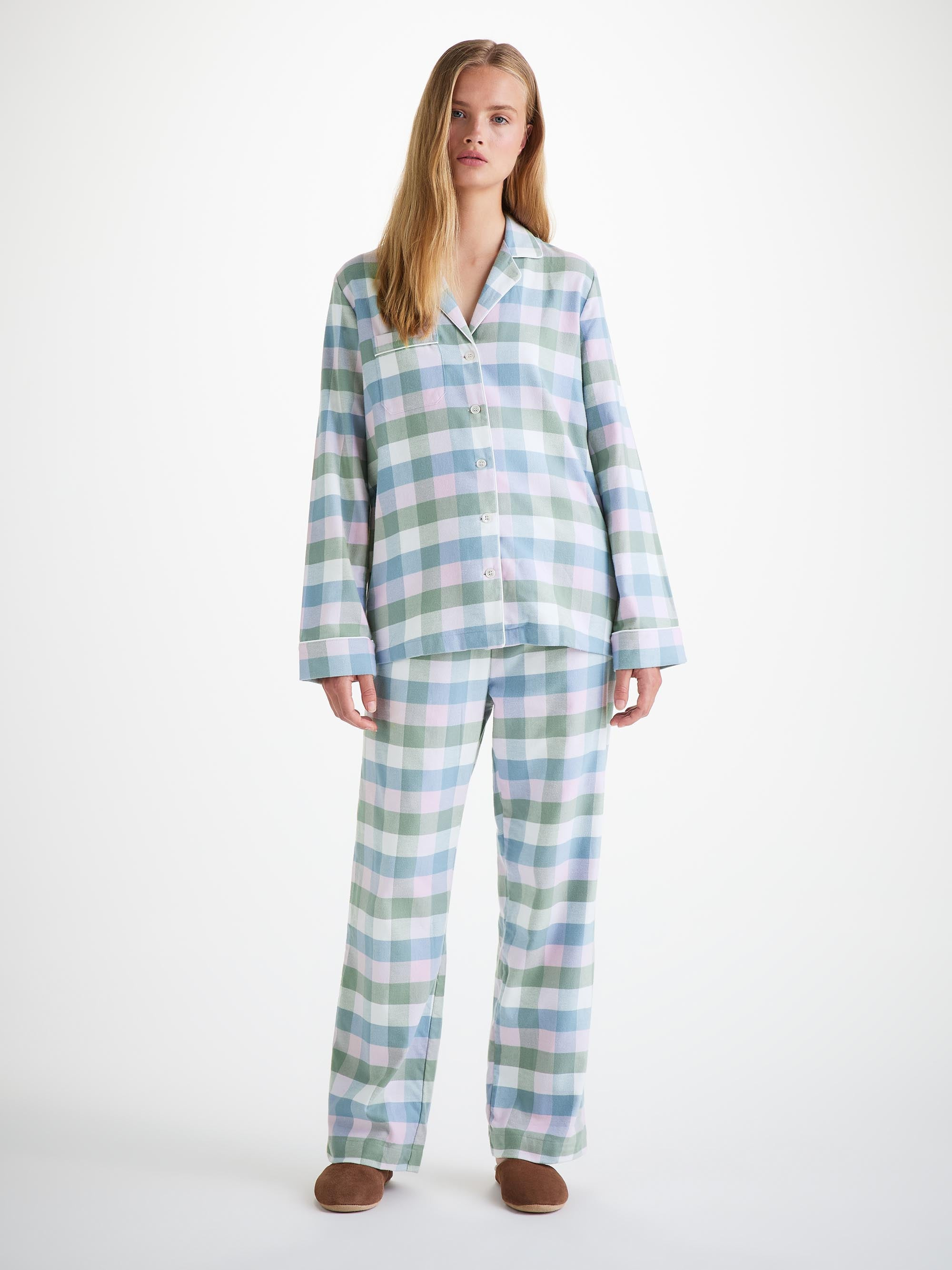 Women's Pajamas Kelburn 45 Brushed Cotton Green - 2