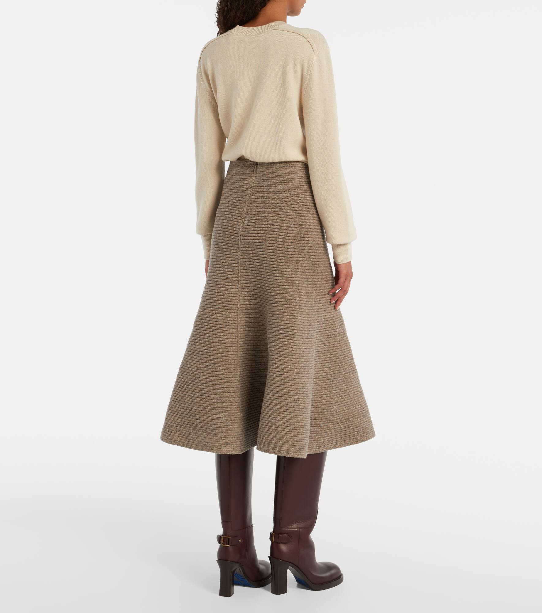 Knitted wool-blend midi skirt - 3