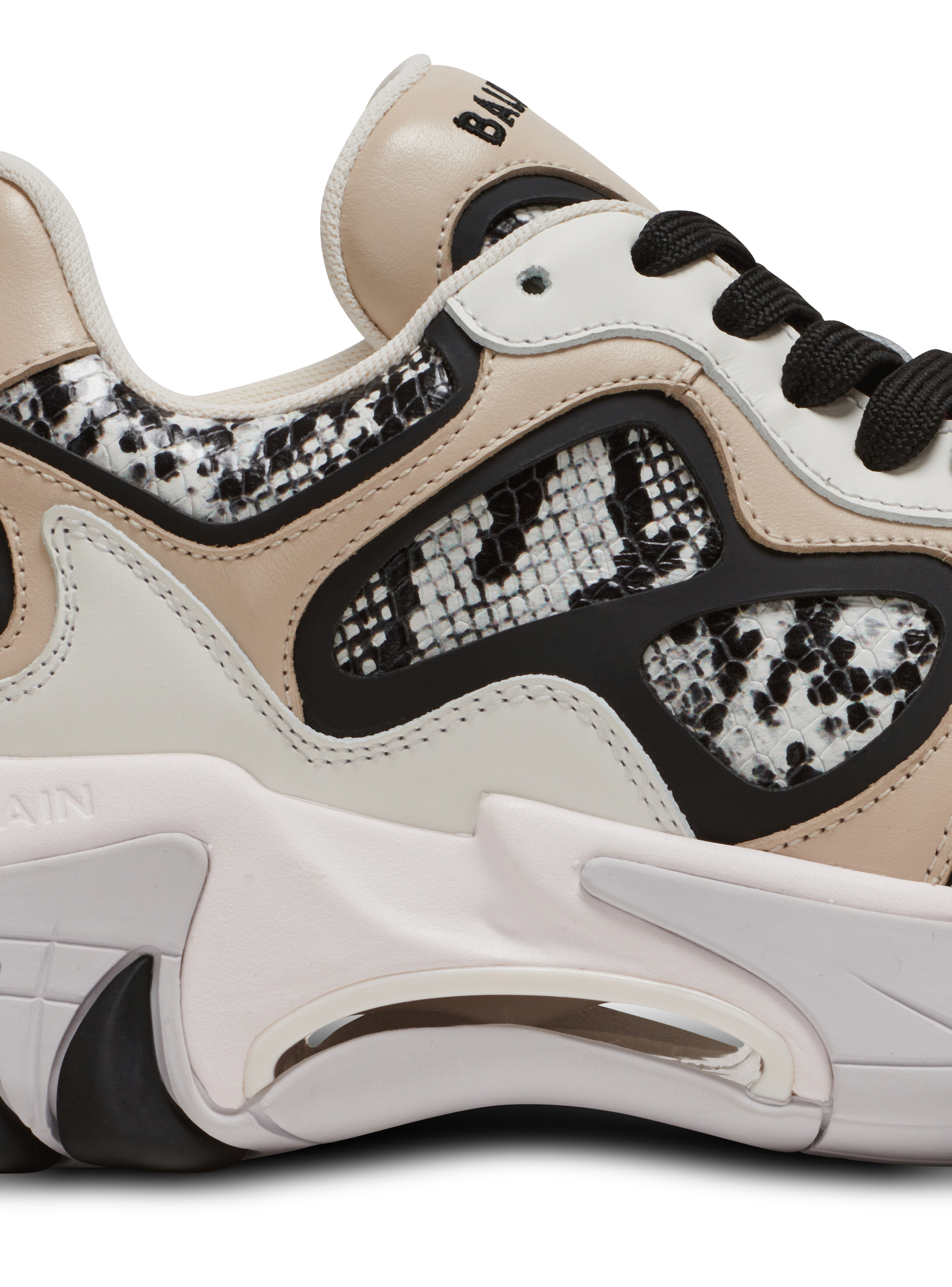 B-East snakeskin-effect leather, suede and mesh sneakers - 7