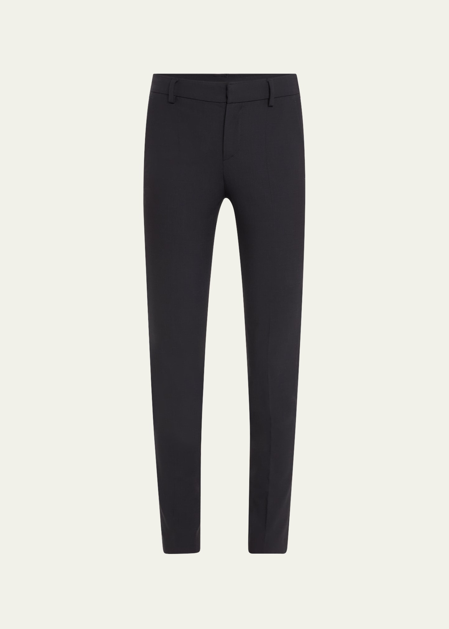 Tropical Wool Straight-Leg Tailored Trousers with Slit - 1