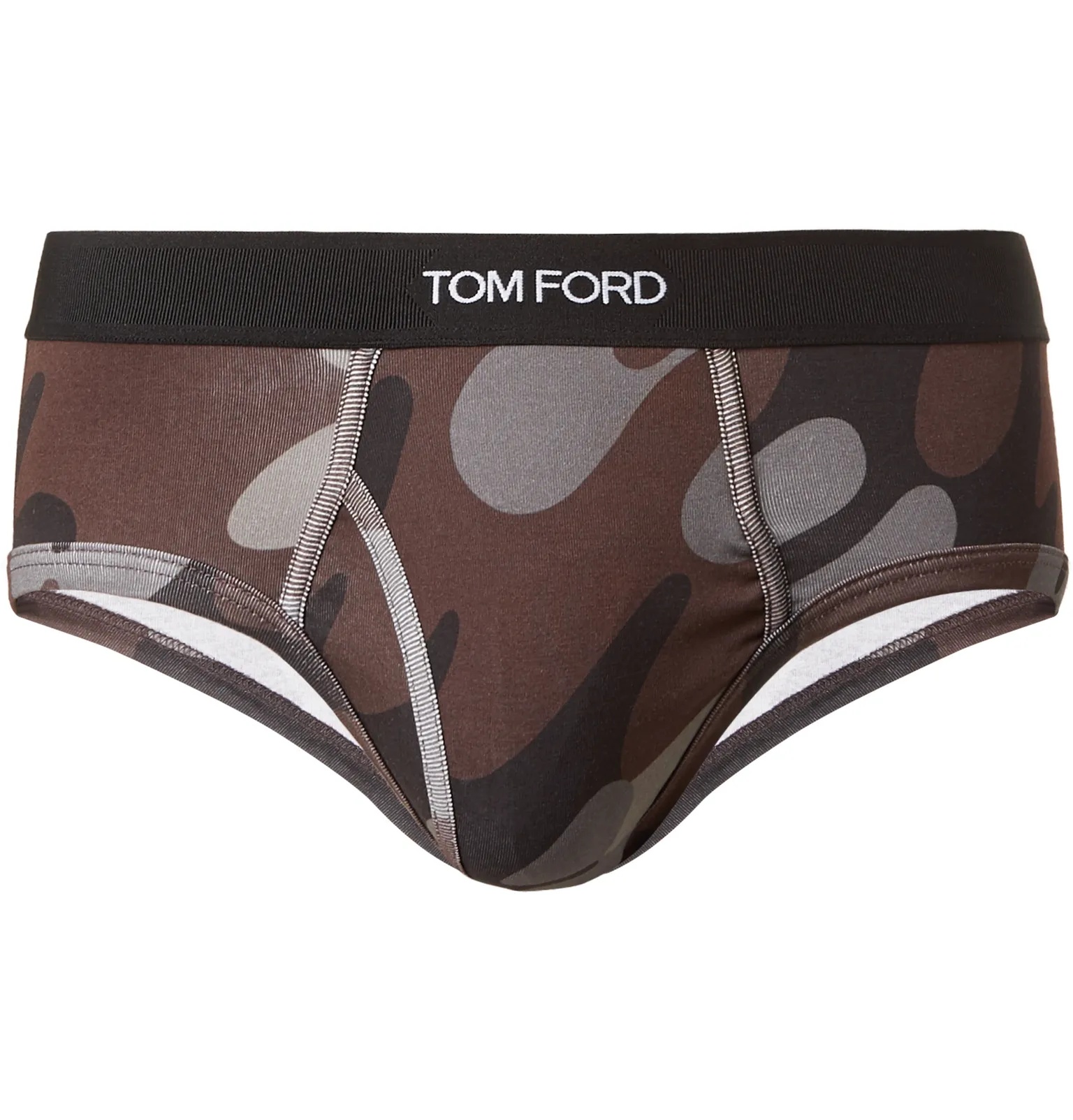 Camouflage-Print Stretch-Cotton Briefs - 1