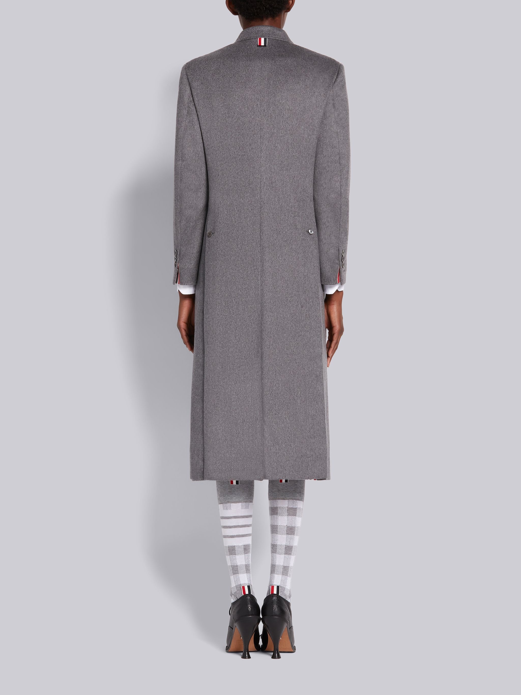 Medium Grey Cashmere Wide Lapel Overcoat - 3