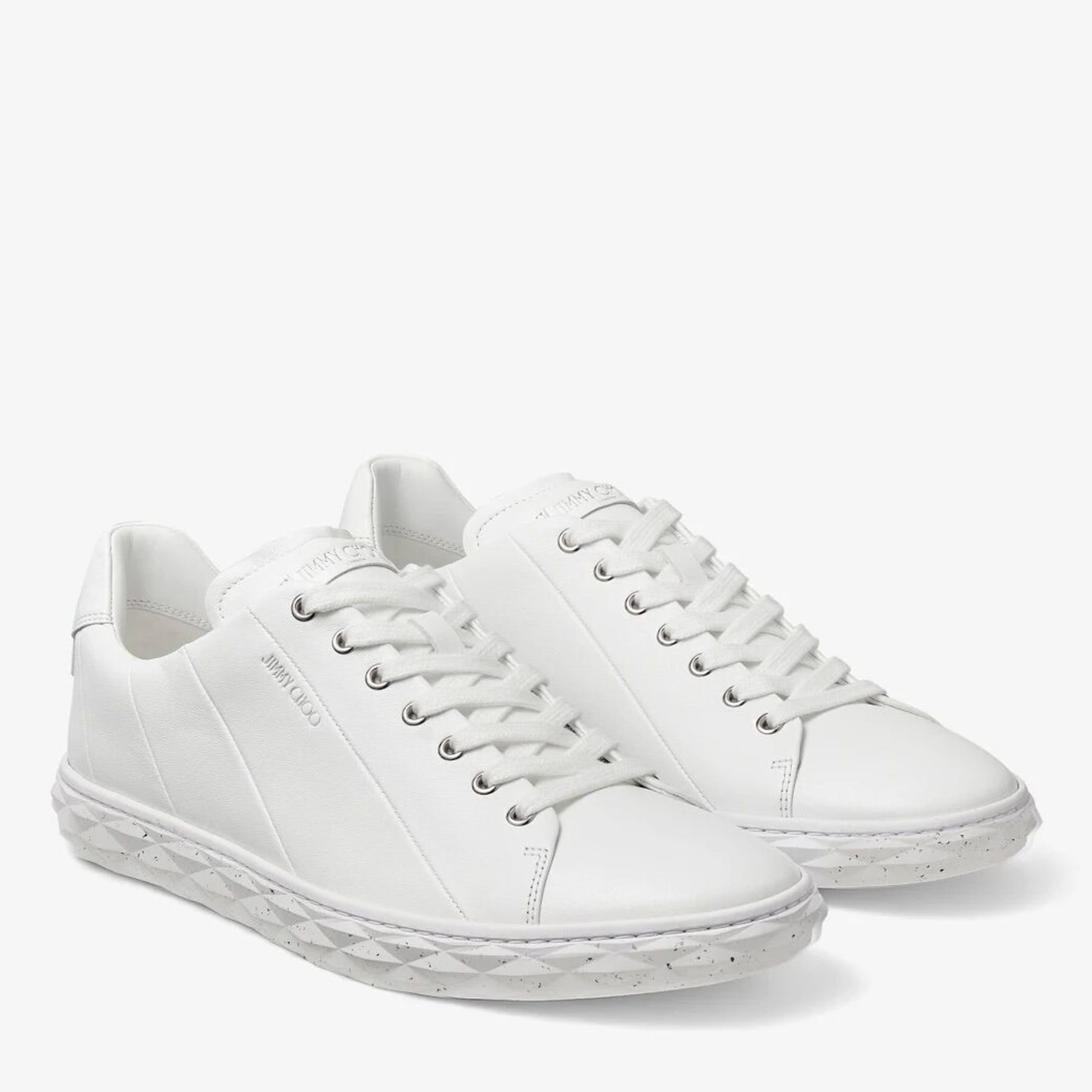 Diamond Light/M
White Nappa Leather Low-Top Trainers with Flecked Sole - 2