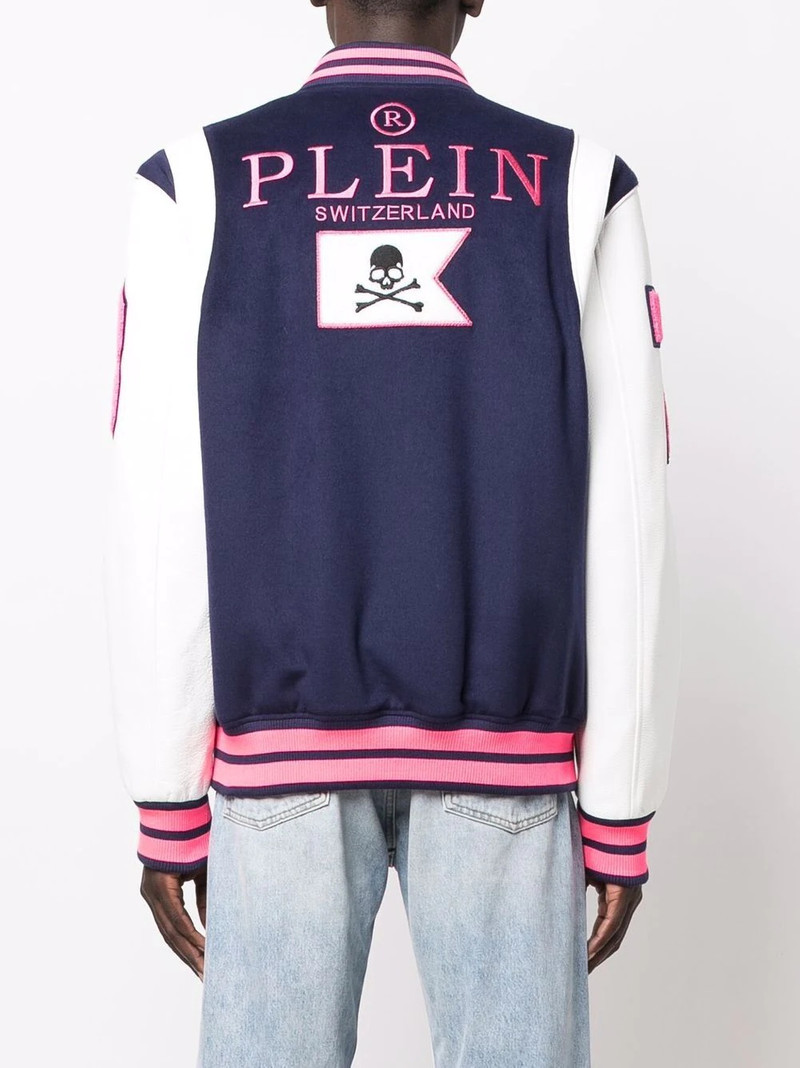 embroidered-logo varsity jacket 4