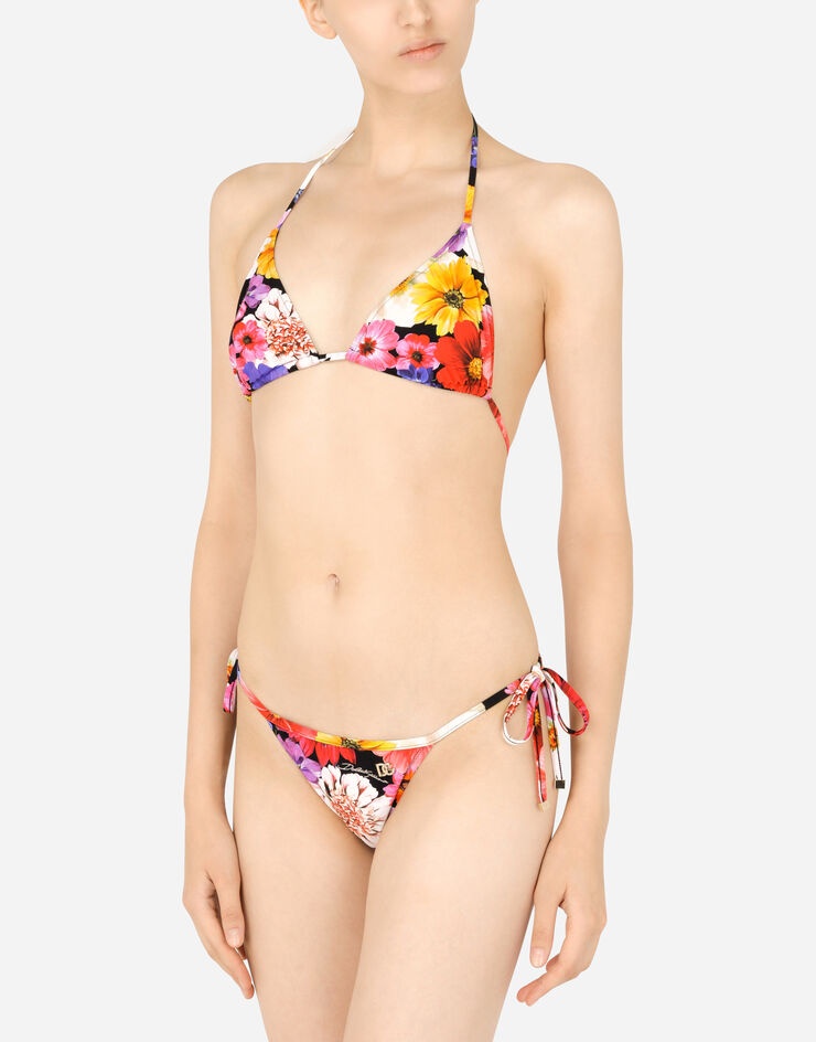 Garden-print triangle bikini - 4