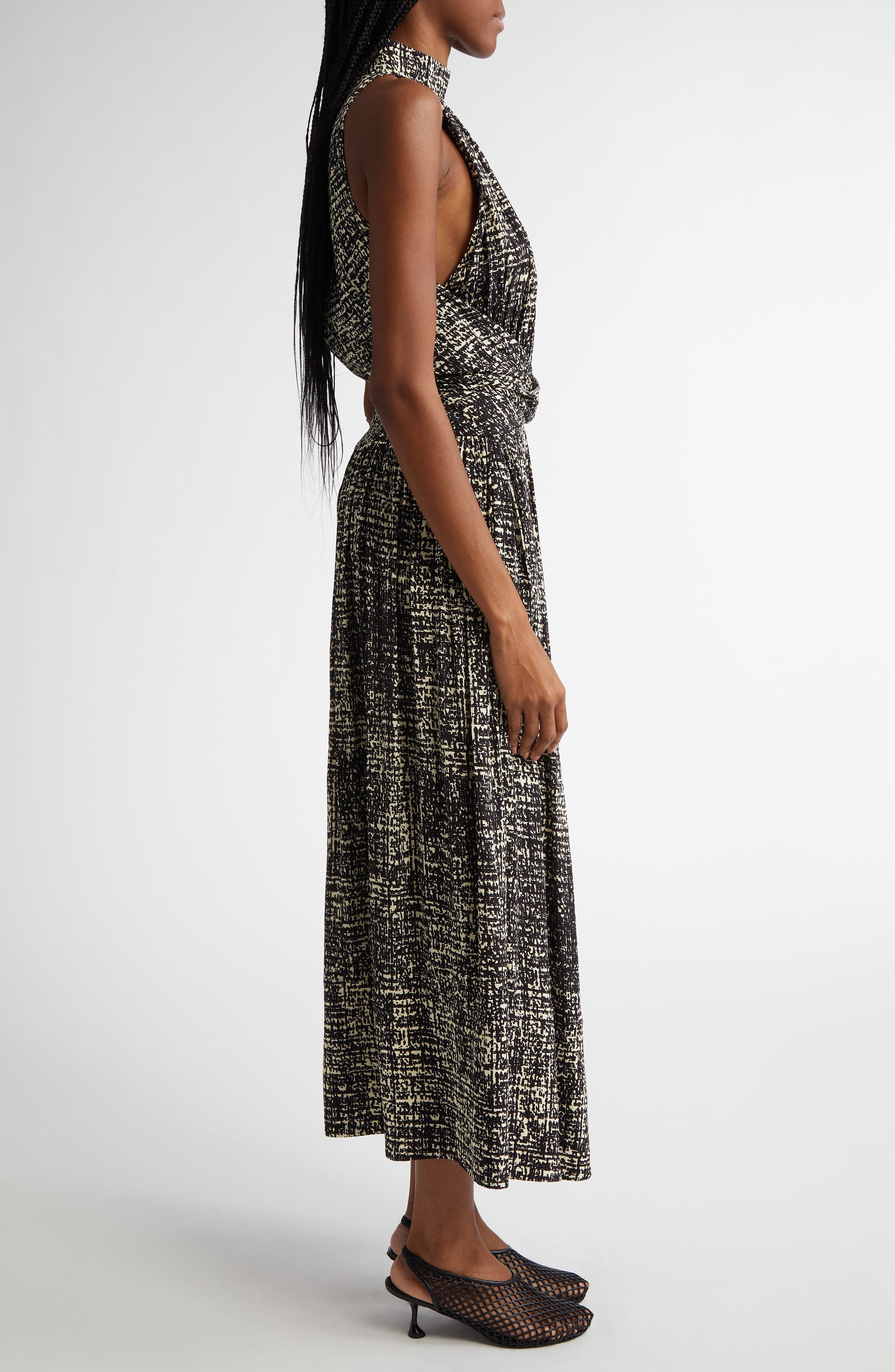 Proenza Schouler Lola Tweed Print Crepe Dress in Black Multi at Nordstrom - 3