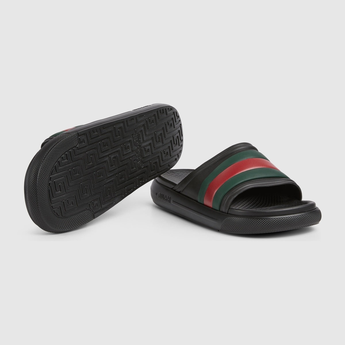 Gucci Web Rubber Slide Sandals - 3