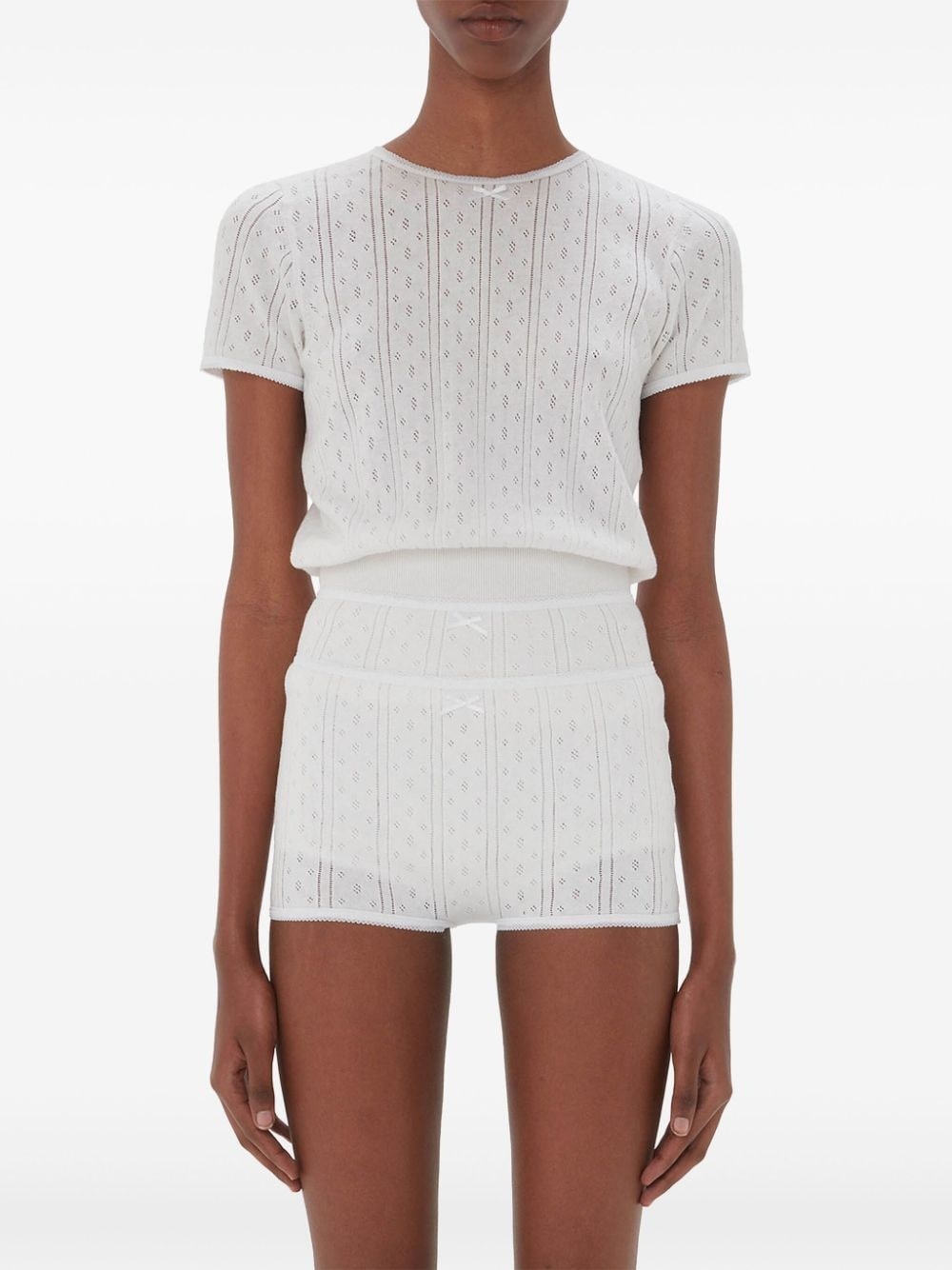 pointelle cap-sleeve top - 3