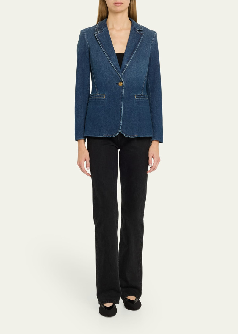 Alice + Olivia Macey Denim Notch-Collar Fitted Blazer outlook