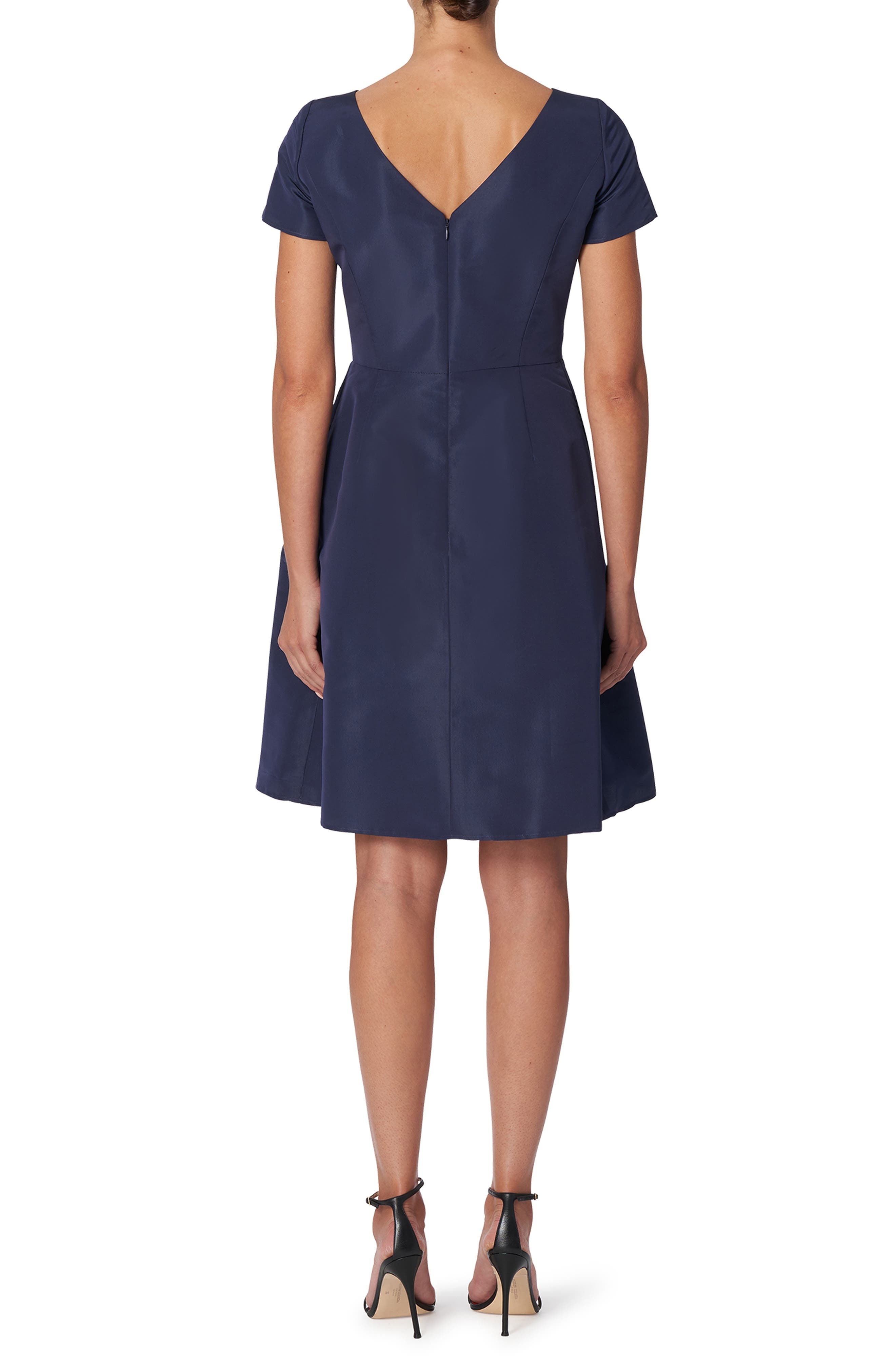 Carolina Herrera Beatuea Neck Silk A-Line Dress in Midnight at Nordstrom - 2
