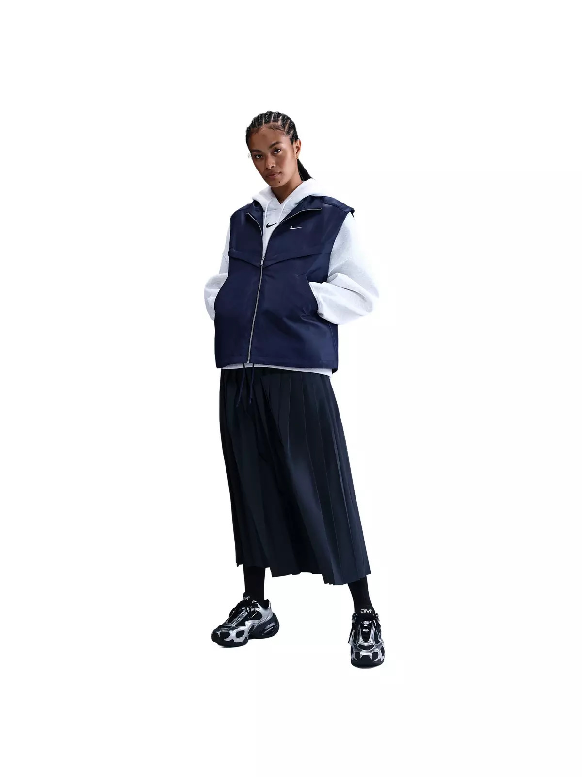 Women's Sportswear Shine Windrunner Vest -Navy - 4