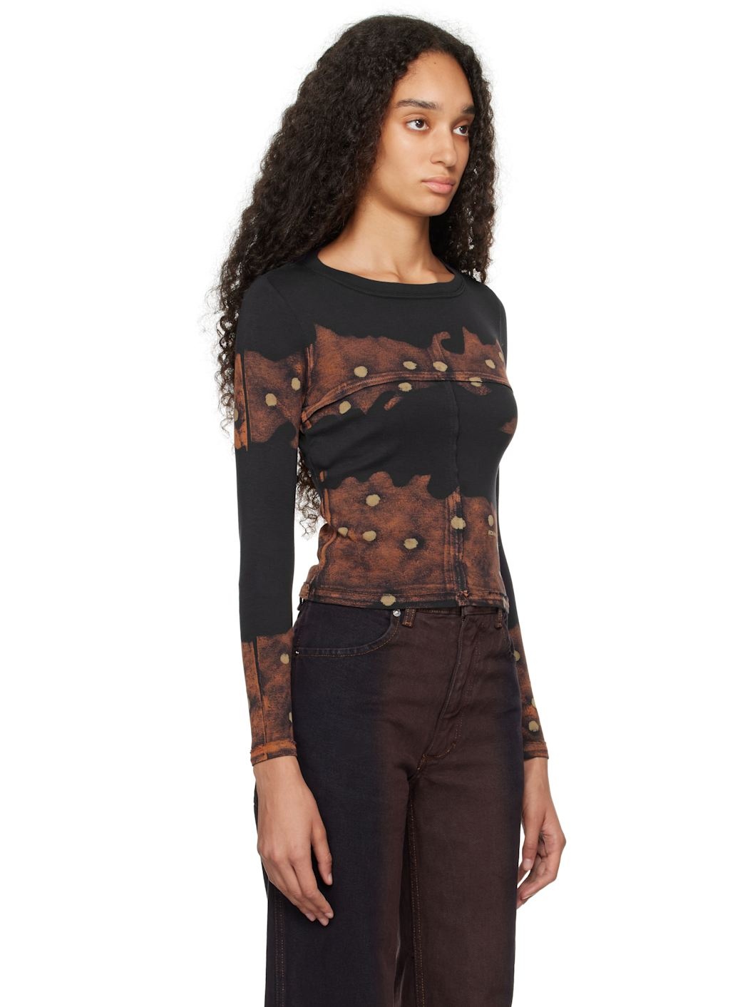 Black & Brown Lapped Baby Crewneck T-shirt - 2