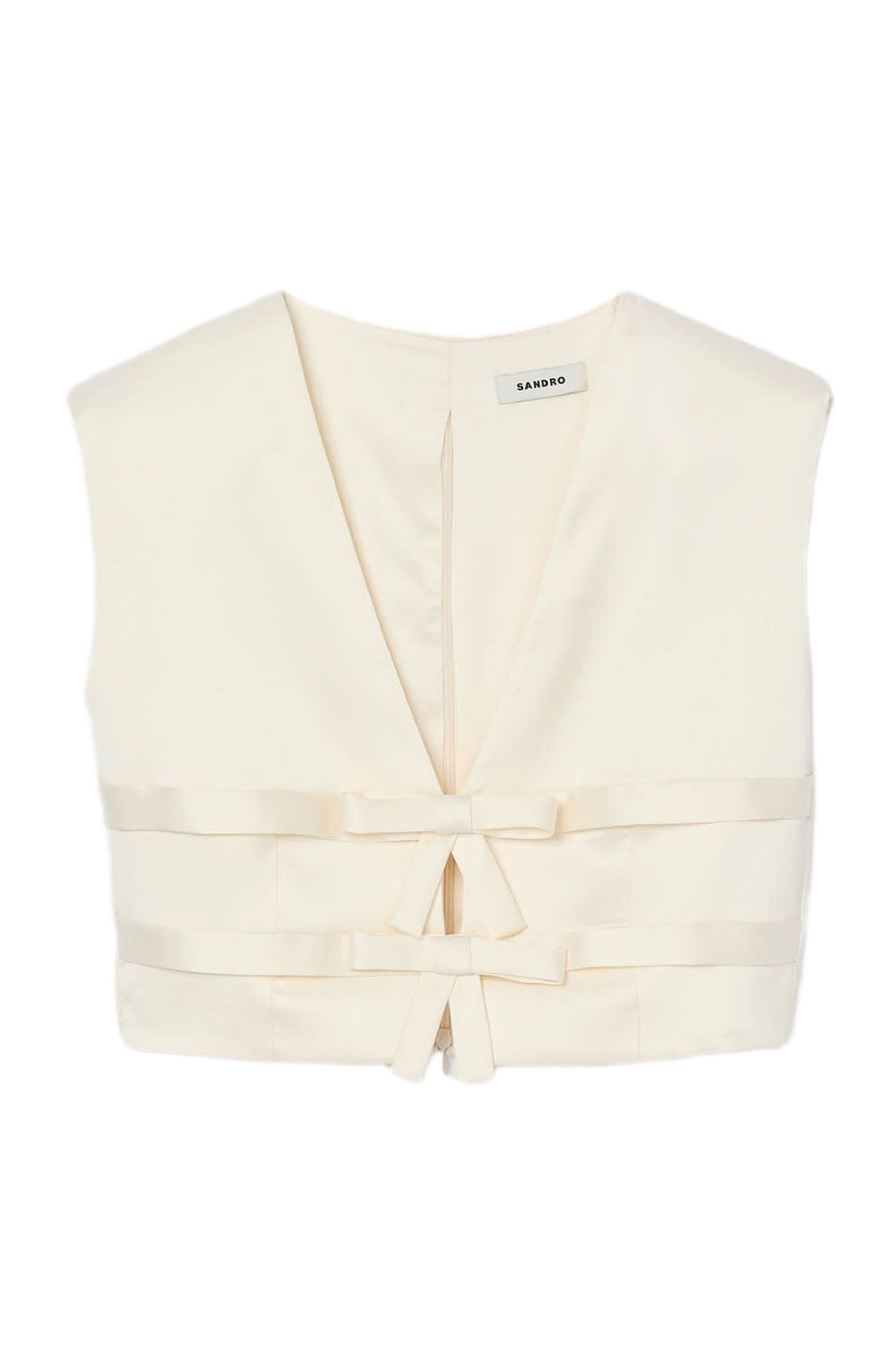 SANDRO Satin crop top in Ecru at Nordstrom - 5