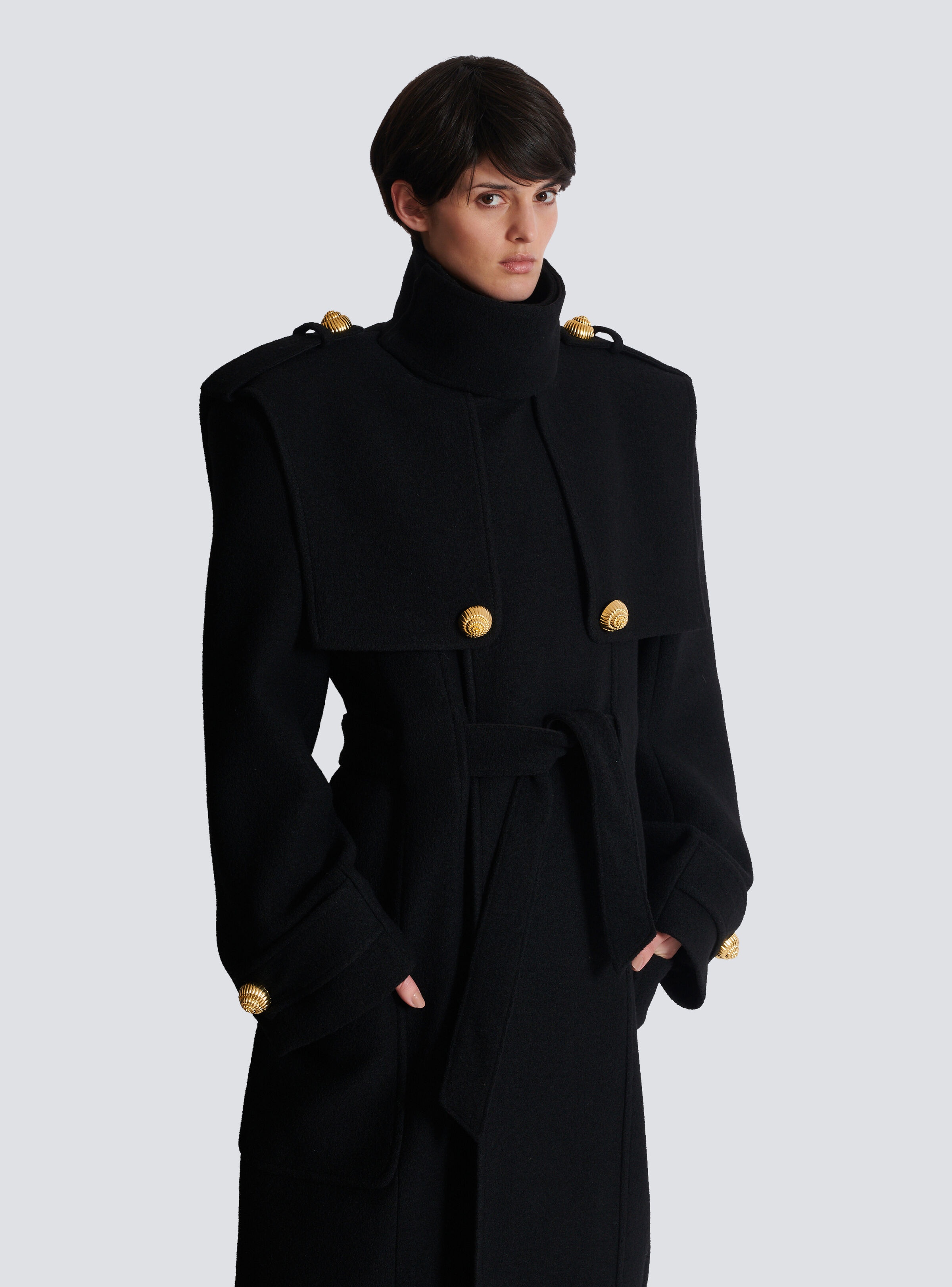 Wool button-down trench coat - 7