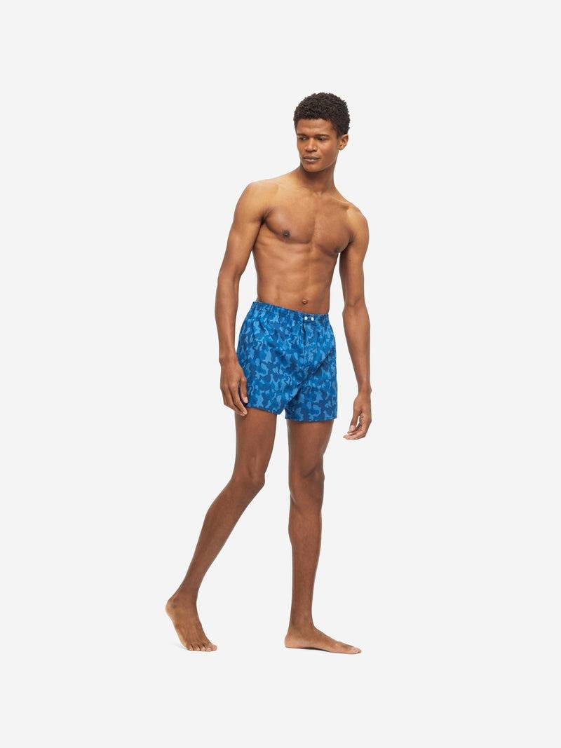 Derek Rose Men's Classic Fit Boxers Ledbury 55 Cotton Batiste Blue outlook