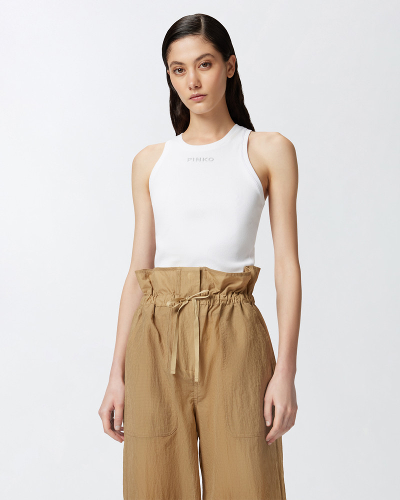 PINKO RIBBED KNIT TANK TOP WITH PINKO LOGO outlook