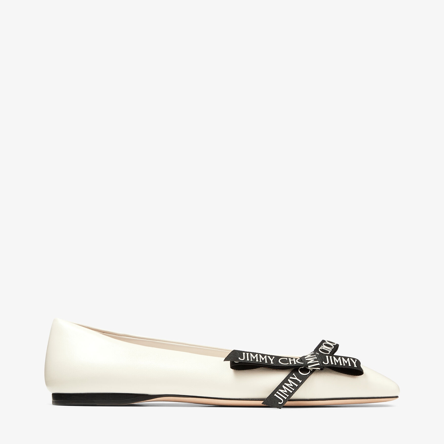 Veda Ballerina
Latte Nappa Leather Flat Ballerina Pumps with Jimmy Choo Bow - 1