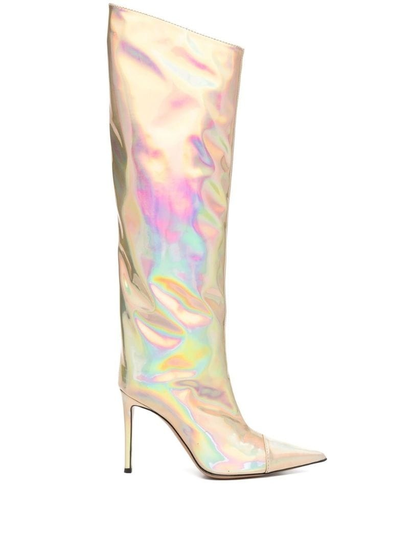 holographic knee-high 100mm boots - 1