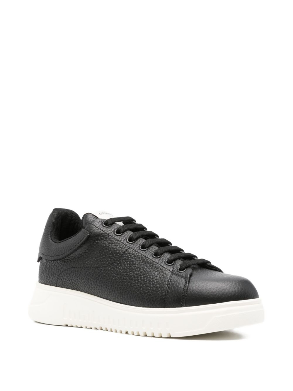 textured leather sneakers - 2