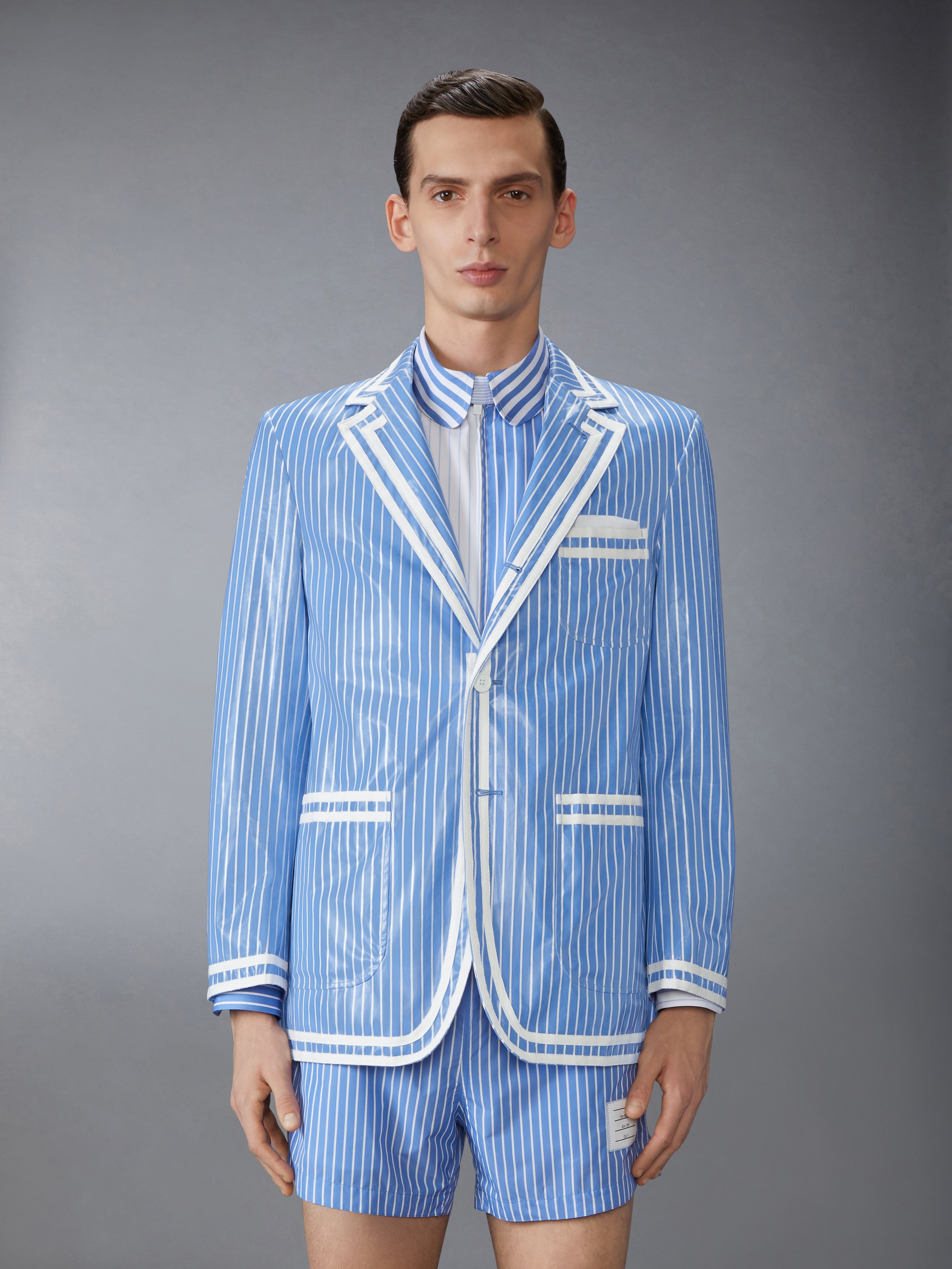 LAMINATED PINSTRIPE POPLIN UNSTRUCTURED SPORTSCOAT - 2