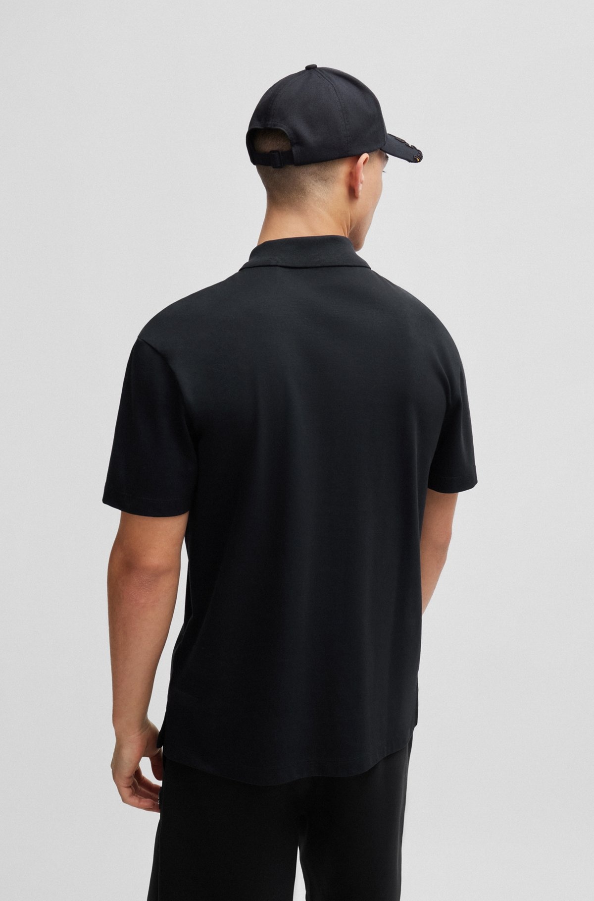 INTERLOCK-COTTON POLO SHIRT WITH STACKED-LOGO TRIM - 5