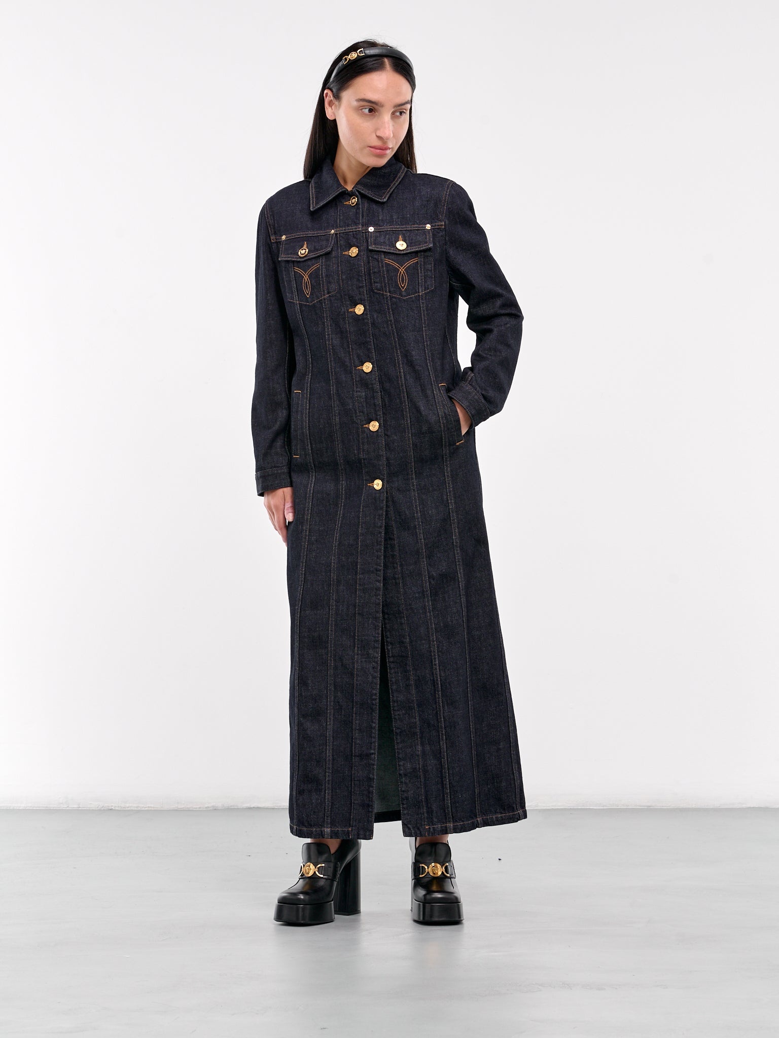 Denim Long Coat - 6