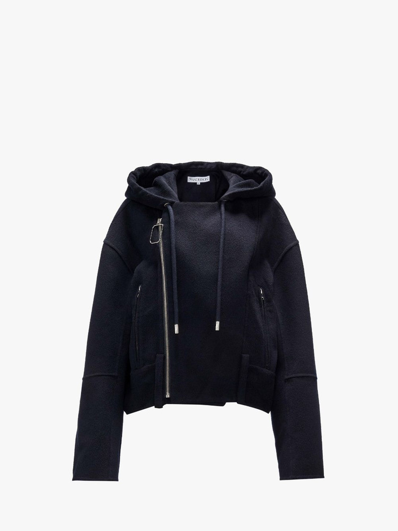 WOOL HOODED BIKER JACKET 1