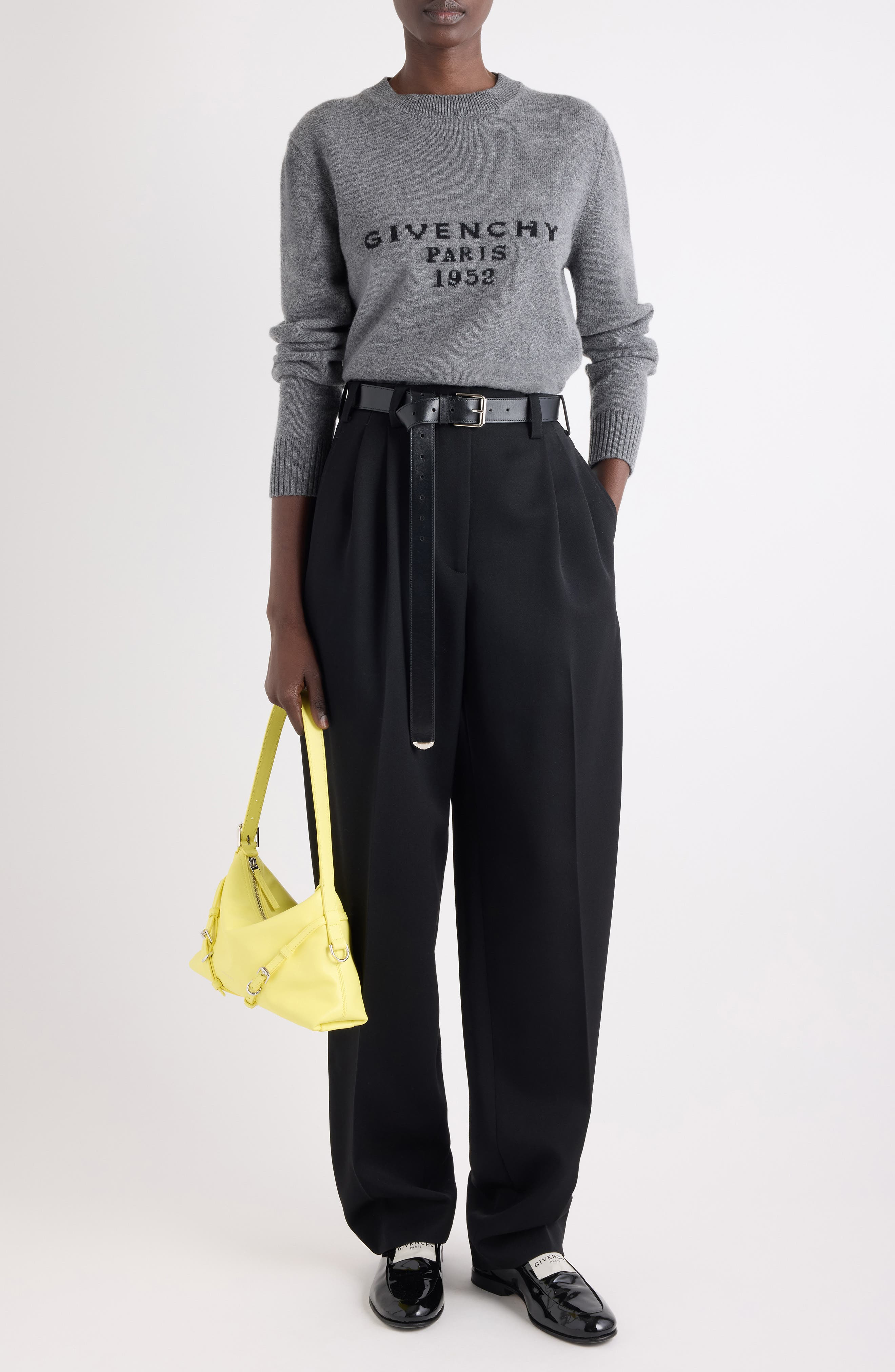 Givenchy Logo Intarsia Wool & Cashmere Sweater in Slate Blend at Nordstrom - 2