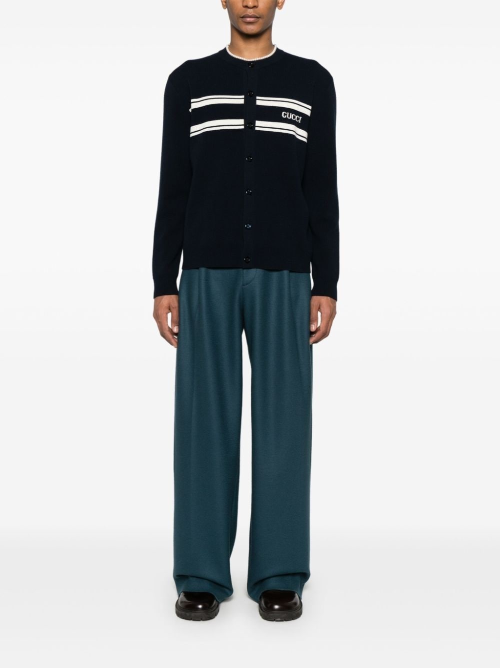 logo-intarsia cardigan - 2