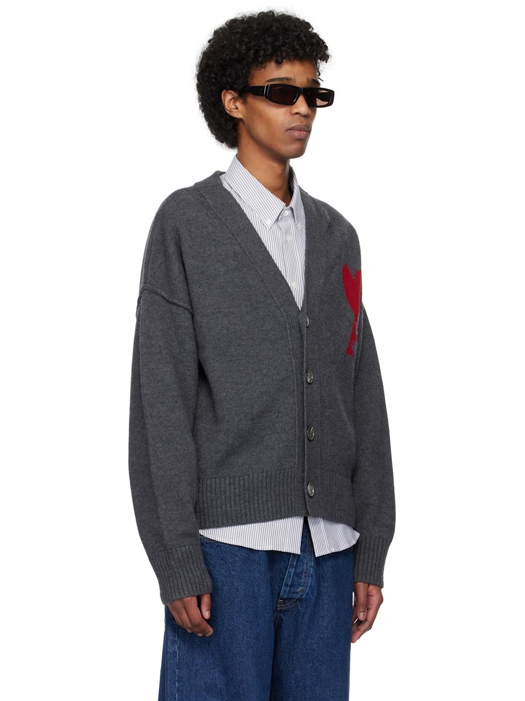 Gray Wool Ami de Coeur Cardigan - 2