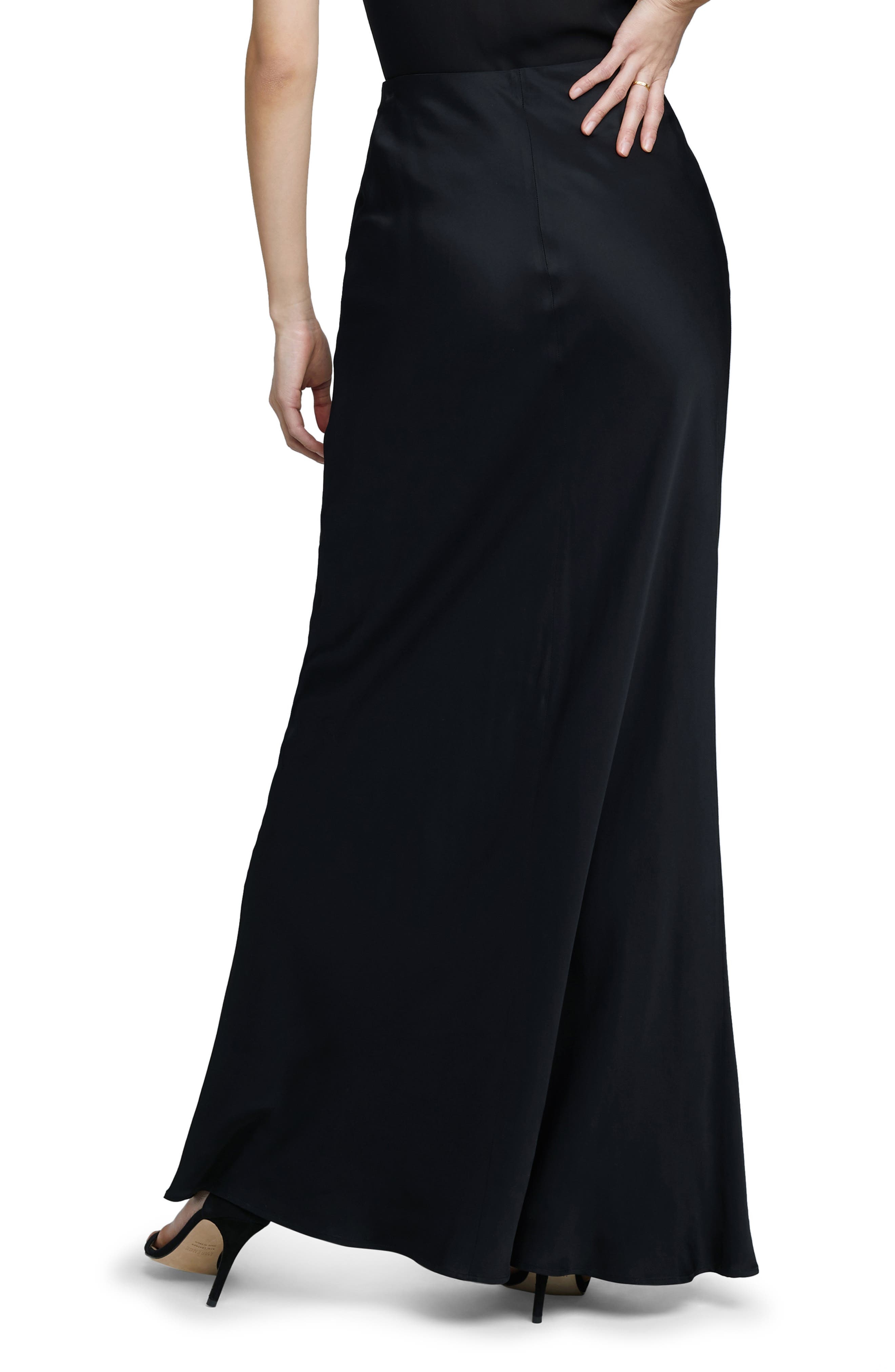 L'AGENCE Zeta Satin Maxi Skirt in Black at Nordstrom - 2