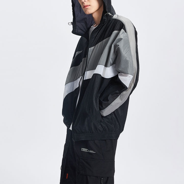 Li-Ning Logo Sports Windbreaker 'Black Grey' AFDR153-4 - 4