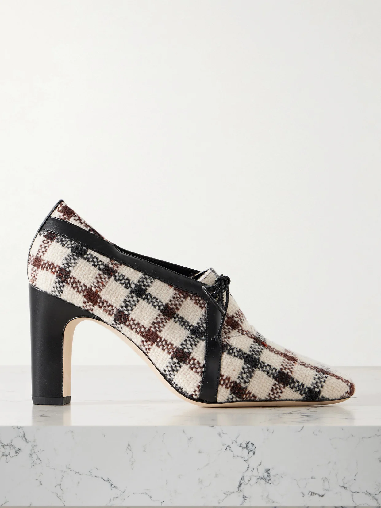 Stagira 90 Leather-trimmed Checked Tweed Pumps - 1