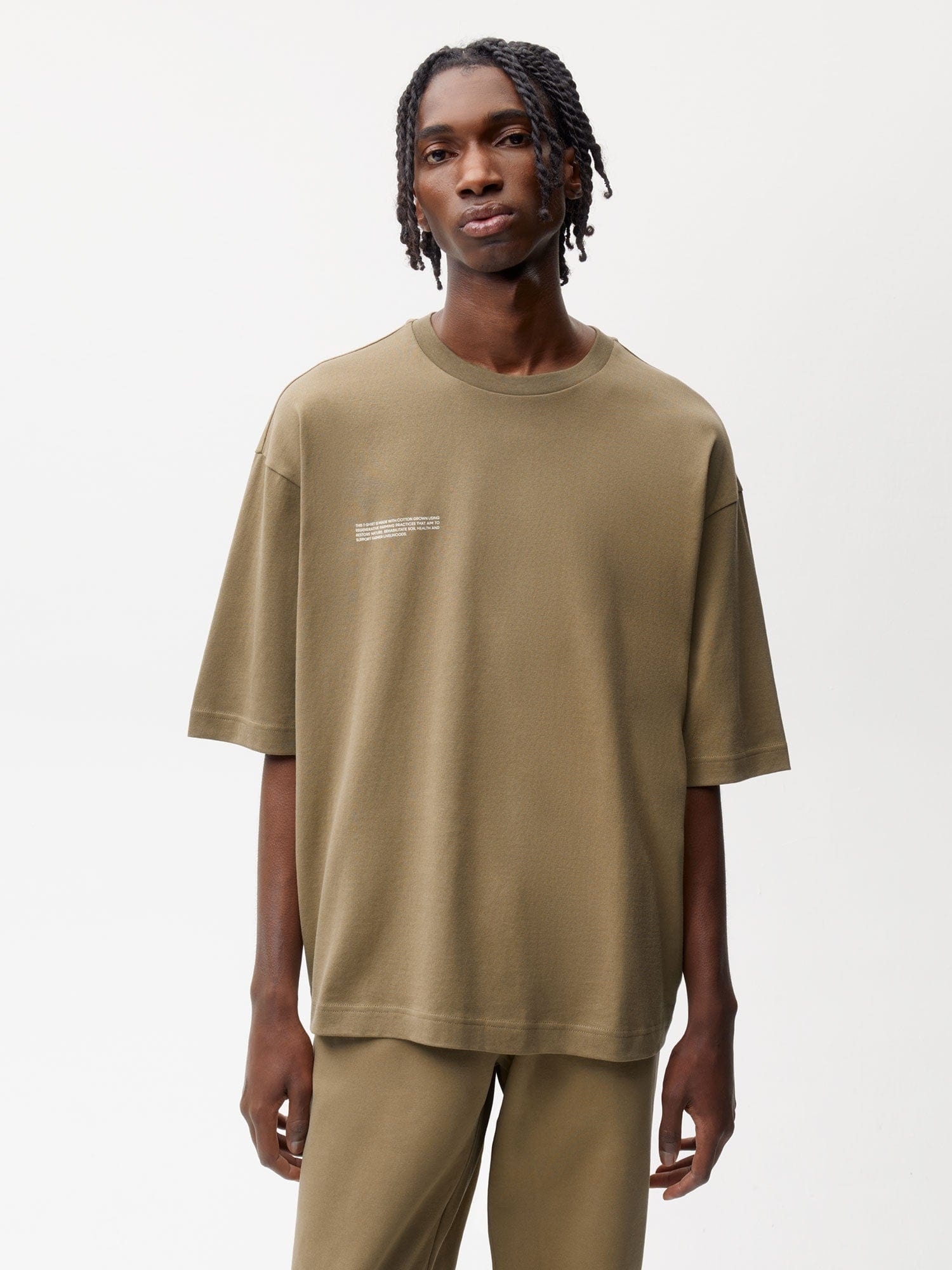 Mens In Conversion Cotton Boxy T-shirt - Carbon Brown - 2