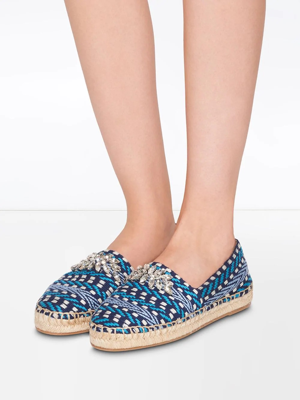 crystal-embellished geometric-pattern espadrilles - 5